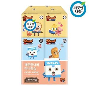 [땡큐온]깨끗한나라 브레드이발소 미니각티슈 230매 6입 x1팩