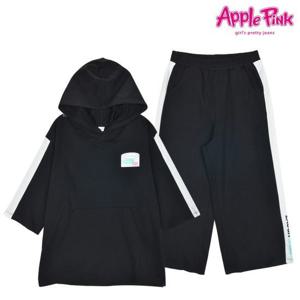 [애플핑크]8부 후드 와이드팬츠 상하세트 (APS8Q202GS)