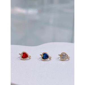 미니골드 [10K]컬러풀 하트 원터치 귀걸이 EGRM0155