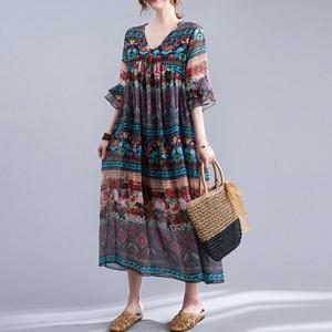 [바바라옷장]230871 - 쉬폰 롱 원피스/빅사이즈/루즈핏/데일리/