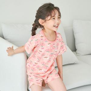 [마벨슈슈]마벨슈슈 봄 여름 주니어 피치무지개 쿨슬라브 5부세트 유아동 어린이 실내복