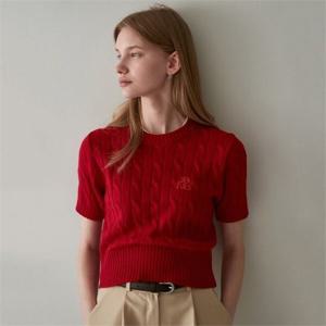 [얀13][얀써틴] LOGO CABLE SHORT SLEEVE KNIT_RED (9850789)