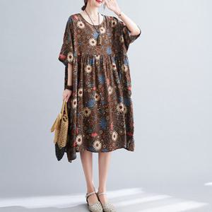 [바바라옷장]235155 - 린넨 면 미디엄 원피스/빅사이즈/루즈핏/