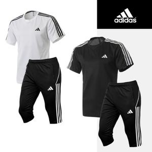 아디다스 에센셜 반팔티 3/4 팬츠세트(반팔 칠부세트)