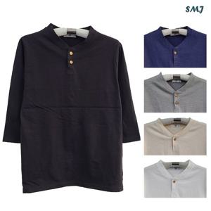 SMJ1721 헨리넥 7부 티셔츠 남자 반팔티 남성 7부티 봄 여름