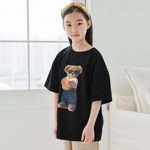 [제니]제니 JN 썬글라스 베어 티셔츠 여름 여아 주니어 초등학생 라운드 반팔 티