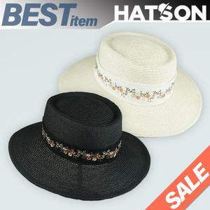[햇츠온]브랜드 여름 여성 페도라 보터 햇 밀짚 모자 J2SB211 AD
