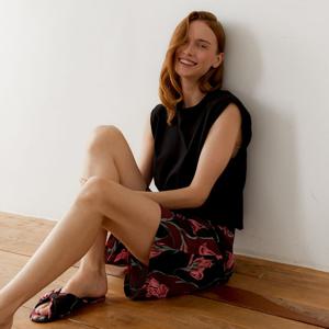 라페어 블랙와인 인견 4부 쿠바팬츠 LWJFA5P0054-BW