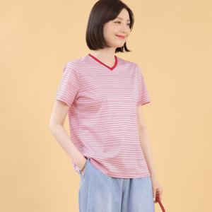 애비뉴투지 엄마옷 브이 라인 실켓면 혼방 반팔 티셔츠 A06310