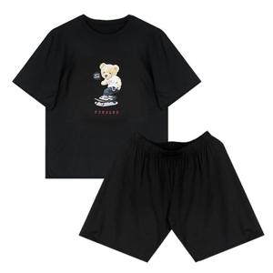 곰돌이 프린팅 남녀공용 커플 여름 잠옷 홈웨어 세트