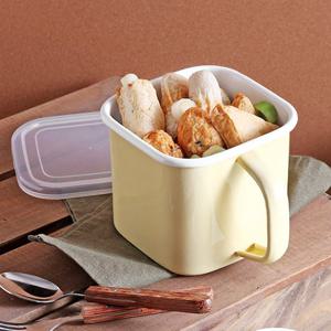 사각 법랑냄비 (옐로우) 튀김 라면 냄비 법랑 용기 캐니스터 1.45L