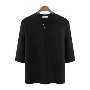 빅사이즈 슬라브 헨리넥 7부티 반팔티셔츠 NR580T