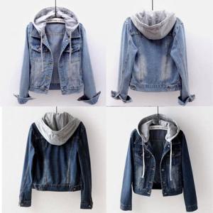 [깨비몰][깨비몰] 여성 후드 데님 청자켓 슬림핏 숏 워싱 점퍼 (