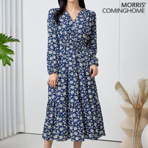 [한정/특가] 브이넥 플로럴 허리스트링 원피스_M2308OP187C