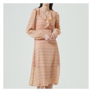 [미쏘][미쏘] 러플 옆트임 체크 원피스