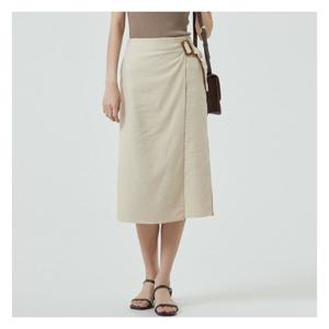 [미쏘][미쏘]린넨혼방 벨트장식 랩형 스커트