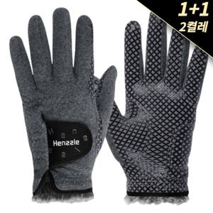 1+ 1 GMAX 겨울 방한 남자 여자 기모 가죽 핸즐 골프 장갑 세트
