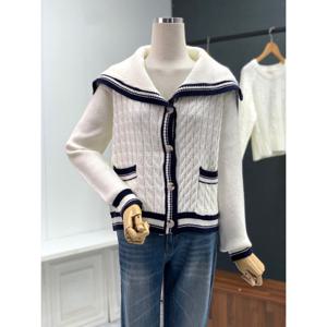 [애티쉬]배색 세라 니트가디건 BKD1R103_OD