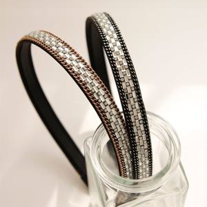 제이로렌 화이트 크리스탈 큐빅 체인 헤어밴드 H01085