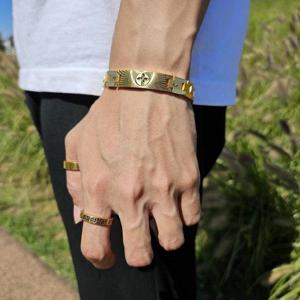 [노블른] 써지컬 서지컬 스틸 단풍 자석 도금 팔찌