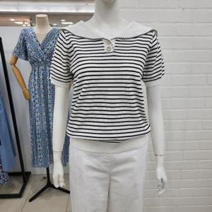 해리앤 DP01 세라 숄 카라 단가라 반팔 니트 HOSP7727