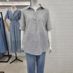 해리앤 DP01 헨리넥 스트라이프 셔츠 HOSP2615