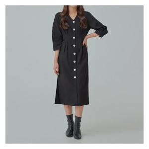 [미쏘][미쏘]V넥 핀턱 포인트 롱원피스(MIWOWA91QB).