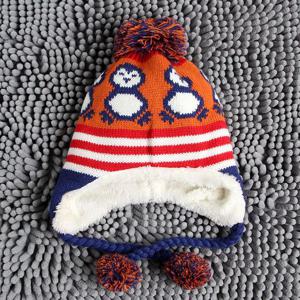 귀달이모자 빨강펭귄 어린이 귀달이 모자 안감 아동 니트 기모