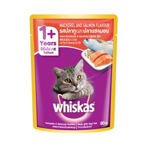 위스카스 파우치 고등어와 연어 80gX5개/고양이파우치