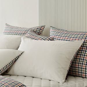 [닥스침구]고밀도 심슨 체크 화이트 베개커버