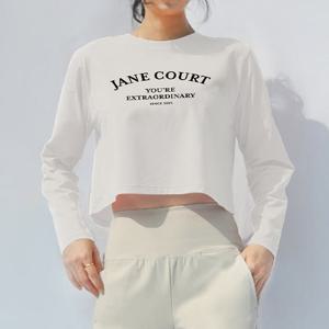 [제인코트(스포츠)]에어터치 아치로고 크롭긴팔티 ENA3408-OFWH