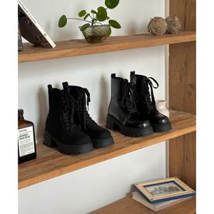 RJ-s5052 여성 봄 빈티지 통굽 스퀘어 워커 앵클부츠