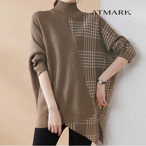 ATMARK (77까지)언발체크믹스터틀넥니트_AA39KN087G
