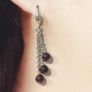 [블루케이] 레드가넷 원석귀걸이240101-09주렁주렁