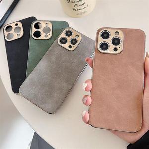 아이폰15 프로 맥스 메탈풀커버 도금프레임 매트 슬림가죽케이스