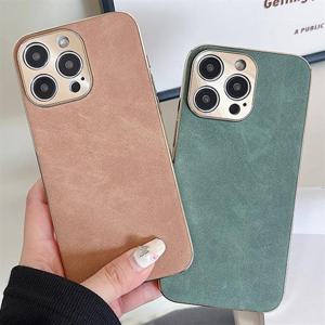 아이폰13 프로 맥스 메탈풀커버 도금프레임 매트 슬림가죽케이스