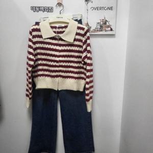 오버톤 DP01 단가라 집업가디건 KDNG721