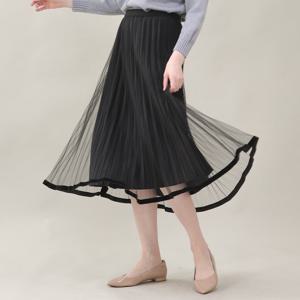 애비뉴투지 엄마옷 플리츠 쉬폰 봄 가을 롱 레이스 치마 S02447
