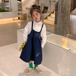 [베이비맥스] 플레어 스트랩 데님 멜빵 스커트 R5754