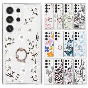 갤럭시S22 플러스 울트라 프린팅 디자인 링홀더 투명 젤리케이스