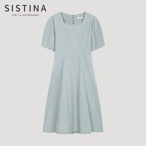 [SISTINA] 인기 스퀘어넥 벌룬 슬리브 원피스_AWWOPO21090_GM