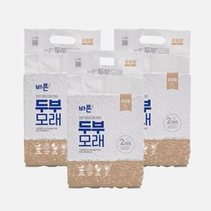 [3개세트] 바른 고양이 두부모래 오리지널(우유향) 7L 고양이 모래