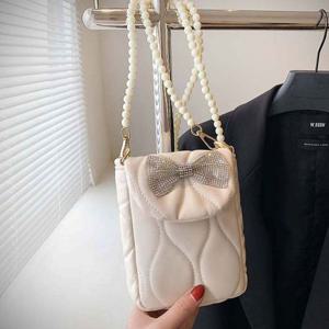 URB827 리본 구슬 여성 예쁜 귀여운 미니백 크로스백