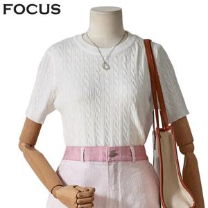 [포커스]케이블 라운드넥 반팔니트_FM4D4KT4040