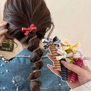 [에스이엔몰] 러블리 리본 포니테일 스프링 머리끈