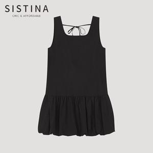[SISTINA] 인기 볼륨 슬리브리스 미니 원피스_AWWOPO21220_BK