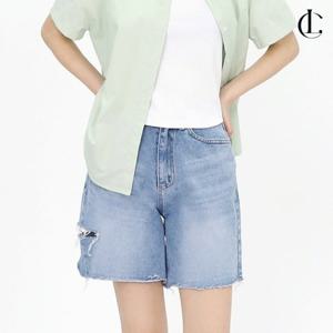 엘케이트 여성 청반바지 여름바지 4부 찢청 데님 숏팬츠 LPP005