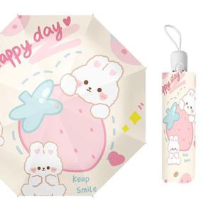 딸기 토끼 완전 자동 3단 양우산 접이식우산 판촉우산 고급