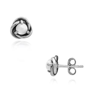 판도라 292335C03 6월 탄생석 화이트 스터드 실버 귀걸이