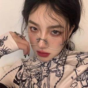 [D더블유] 여성 긱시크 스타일 무테 패션 메탈 안경